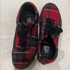 Vans Red Plaid Athletic Shoes